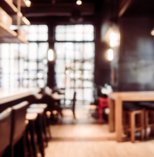 Abstract blur and defocused restaurant and coffee shop cafe interior for background - Vintage Filter